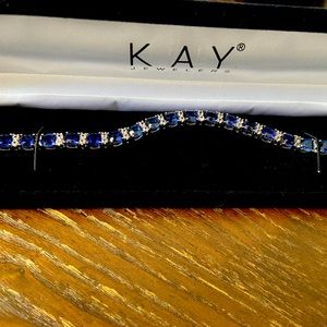 KAY’s Sapphire and white diamond, lab created tennis bracelet, sterling silver
